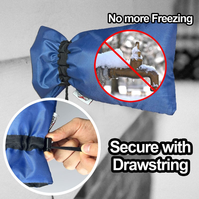 DEMEDO Enlarge Outdoor Faucet Cover for Winter Freeze Protection, 3M Thinsulate, 10""H x 6.3""W Hose Bib Covers for Wall Taps Outside, Waterproof & Frost Free Insulated Spigot Cover, 2 Pcs Faucet Socks - Blue - Image 5